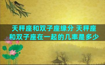 天秤座和双子座缘分 天秤座和双子座在一起的几率是多少